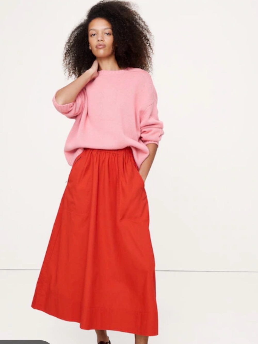Banana Republic Red Maxi Skirt with Pockets